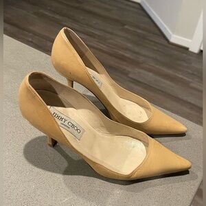 Jimmy choo pointed toe leather heel pumps